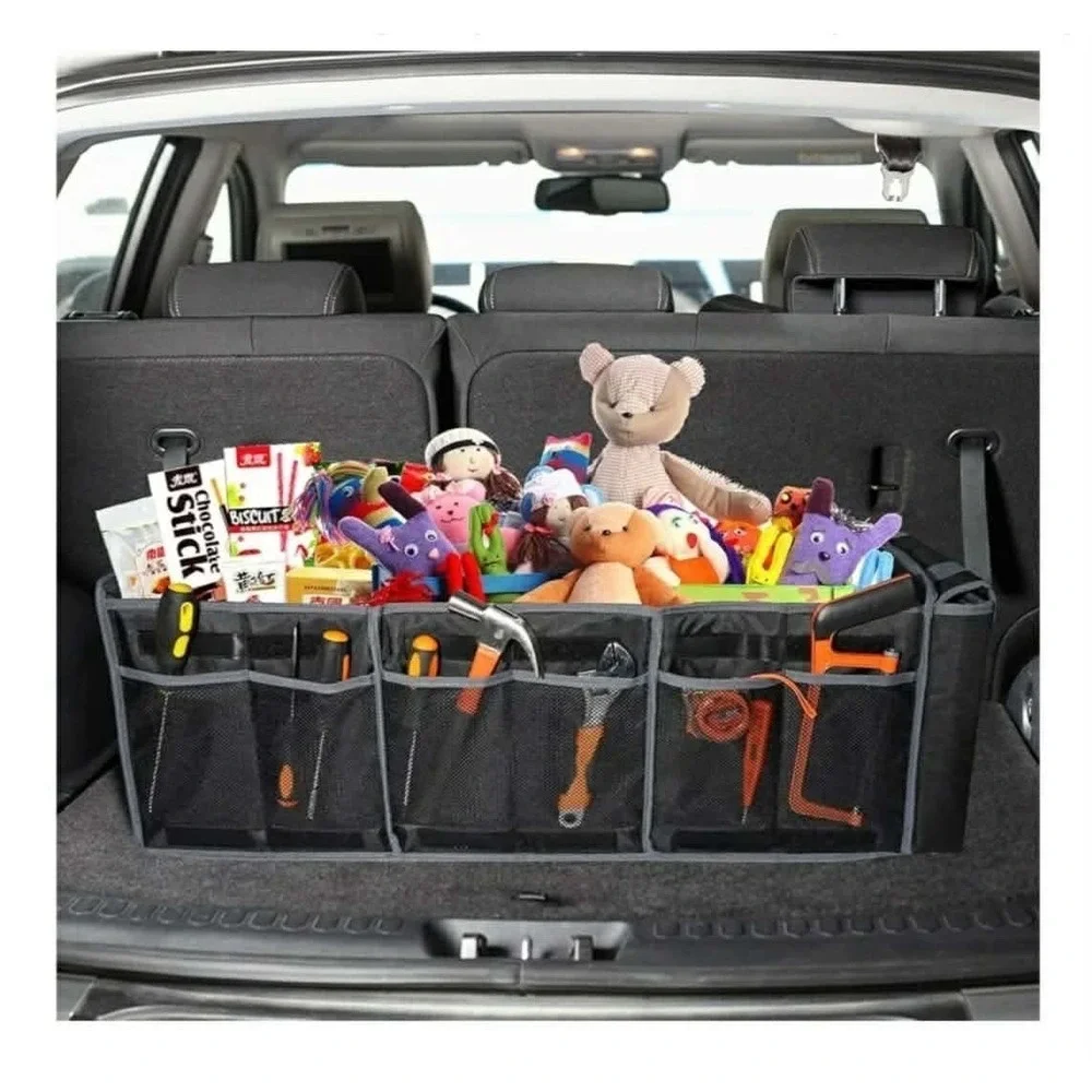 Car Trunk Organizer With Lid Collapsible Car Storage Organizer With Multi Compar